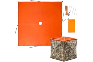 MOFUIRY Blaze Orange Hunting Blind Cap, Safety Orange Ground Blind Cover Panels with Windproof Fixing Stakes& Ropes Waterproof Deer Hunting Blind Accessories for Hub-Style 4-Sided Ground Blinds, 55 × 55 Inch