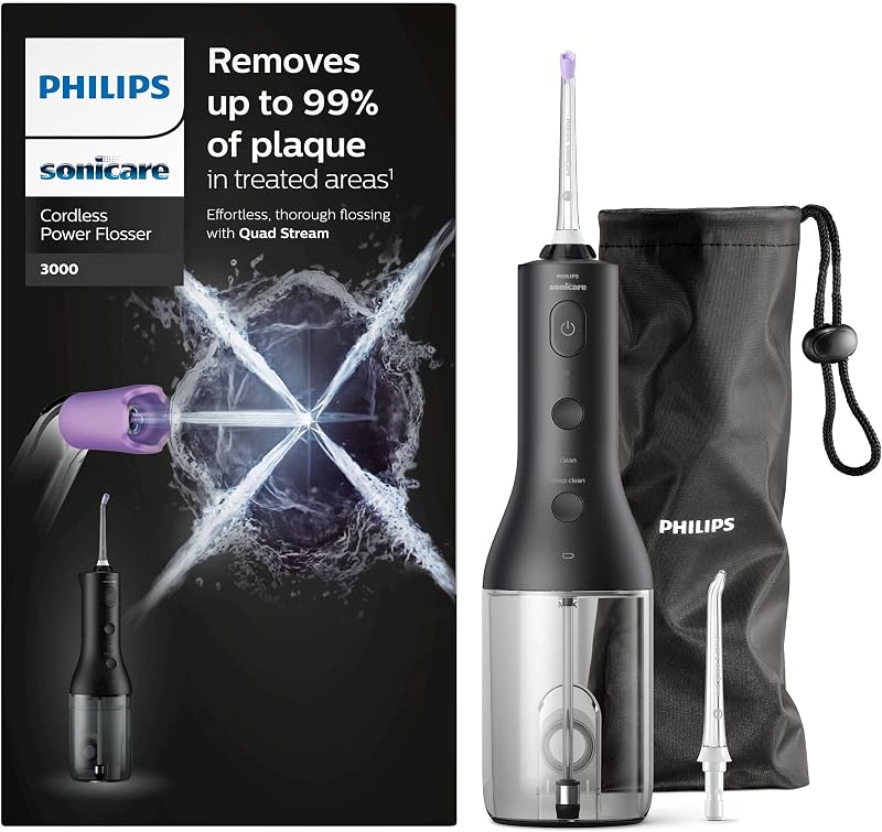 Philips Sonicare Cordless Power Flosser 3000 HX3806/33 2022 Black Quad Stream