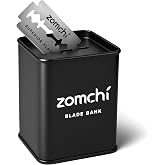 ZOMCHI Razor Blade Bank for Used Double Edge Safety Razor Blades, Black | Metal Disposal Case With Slot Opening, Sealed Body, Compact Size, Helps Keep Used Blades Contained For Bathroom Or Travel