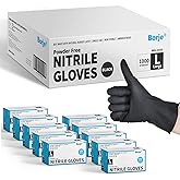 Borje Nitrile Gloves Large, 1000 Count Disposable Gloves, Black, Latex-Free Powder-Free, Medical Exam, Food Safe, Cleaning, Cooking