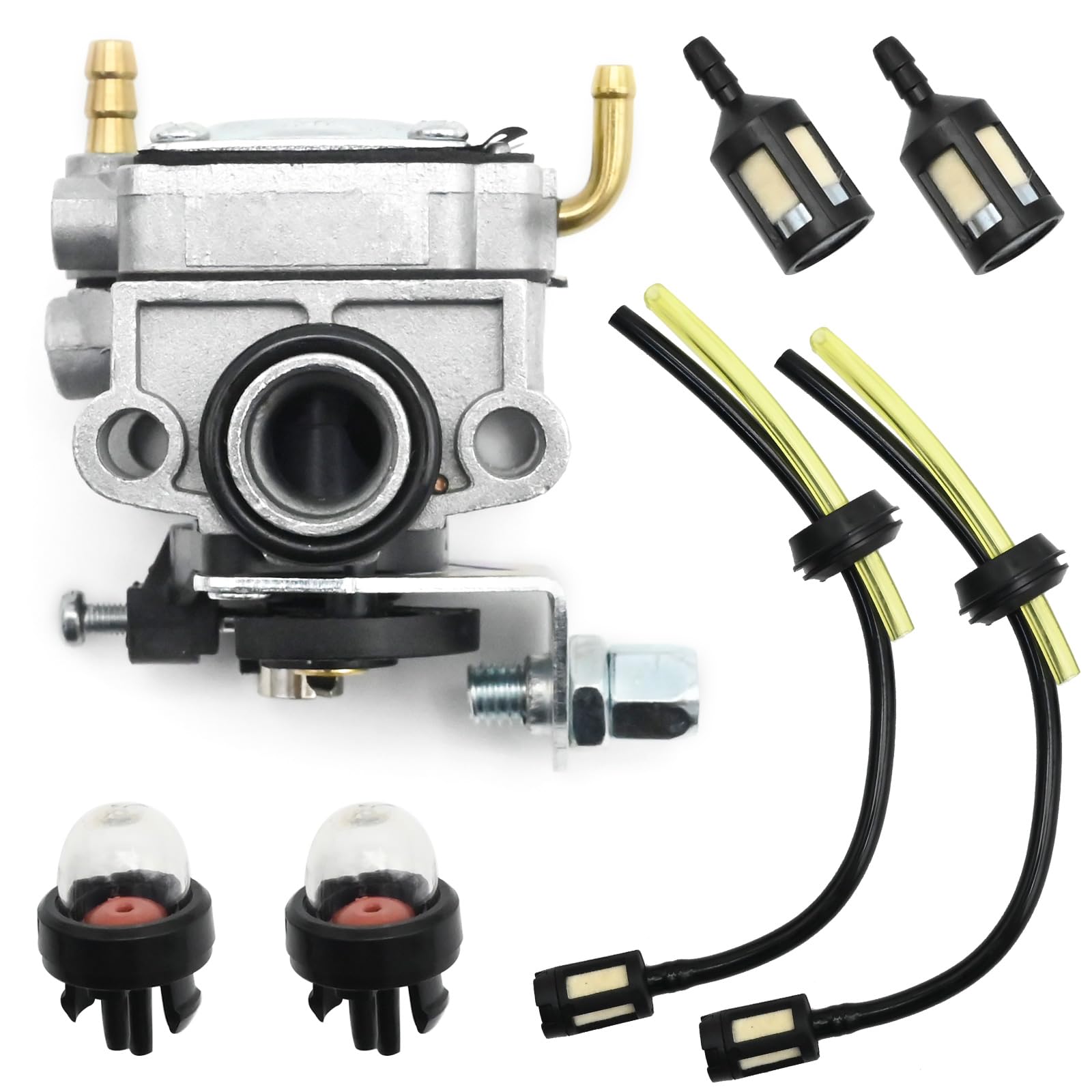 Hoypeyfiy Carburettor Kit with Fuel Filter Fuel Hose Line Primer Bulb, Replacement for Titan TTL488GDO 2 IN1 and TTK587GDO 4 IN1 TTL488GDO Multi Tool Strimmer
