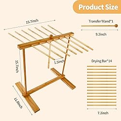 Bamboo-Pasta-Drying-Rack With Transfer Wand & 14