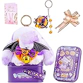 Bunny Keychain with Tin Box Soft Fluffy Handmade Rabbit Keychain with Best Wishes Card & Ribbon Bag Charm