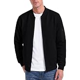 Decrum Bomber Jacket Men - Fashion Solid Color Casual Jackets for Men | Polyester Lining, Ribbed Collar &amp; Cuffs, Full Front Zipper Closure, Comfortable Fabric