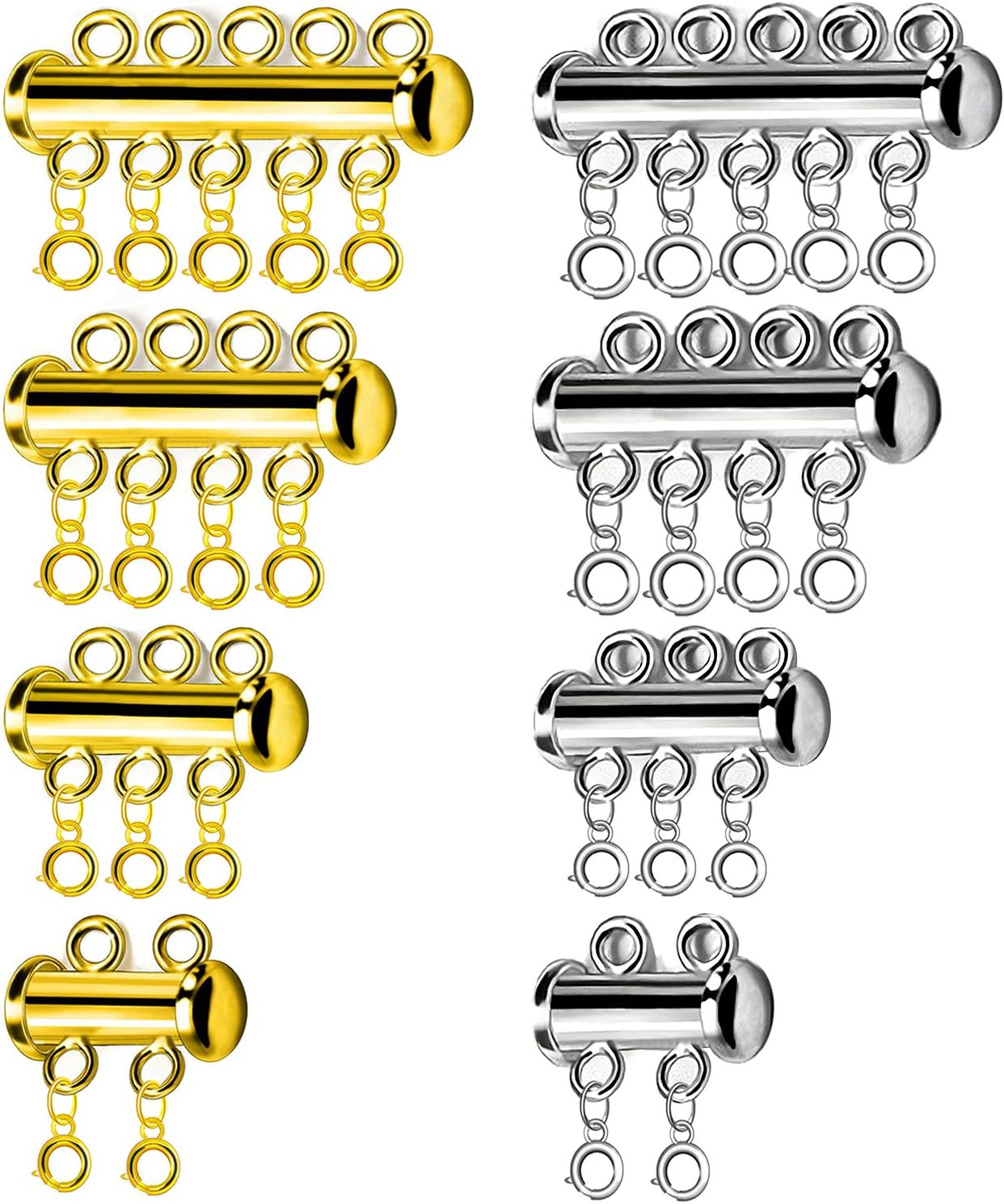 Necklace Lock Clasp Slide Sizes 4 Pcs 8 Connector Silver) and (Gold Crafts Jewelry Bracelet