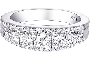 Newshe Jewellery Eternity Ring Wedding Band for Women 925 Sterling Silver Round White Cubic Zirconia Engagement Size 4-13