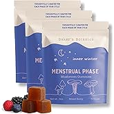 Baker's Botanics Menstrual Mushroom Gummies - PMS Support for Hormone Balance, Period Cramp Relief, Bloating & Mood | Vegan, Gluten-Free, Non-GMO, No Artificial Flavors or Preservatives (3 Bag)