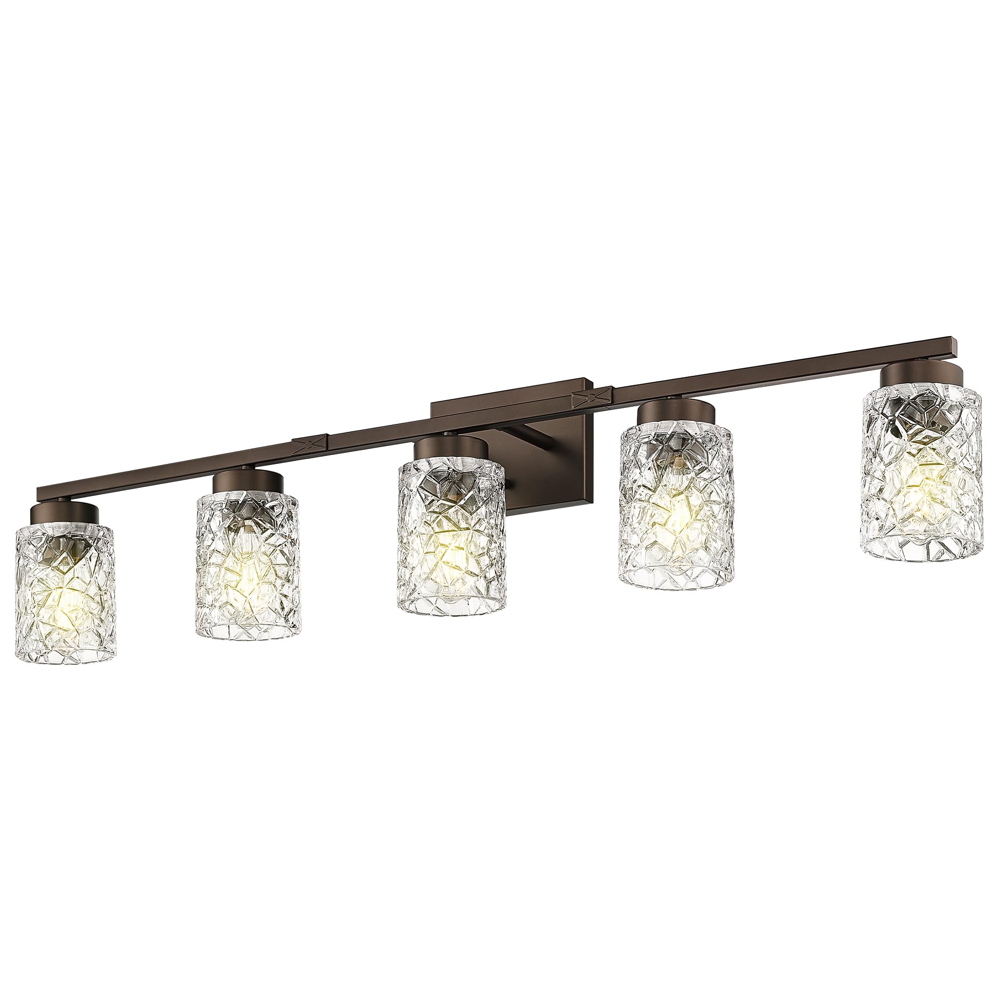 Photo 1 of Emliviar 5-Light Vanity Light Fixture, 40 Inch Farmhouse Bathroom Vanity Light, Clear Geometric Glass, Oil Rubbed Bronze, HE294B-5W ORB