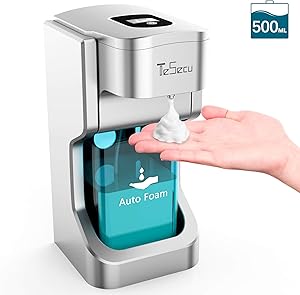 TESECU Automatic Soap Dispenser Touchless Foaming Soap Dispenser Bath Kitchen Countertop Soap Dispenser with Infrared Motion Sensor, Waterproof, 500ml Large Capacity