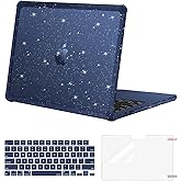 MOSISO Compatible with MacBook Air 13 inch Case 2026 2025 2024 2023 2022 M4 A3240 M3 A3113 M2 A2681, Glitter Hard Case with TPU Bumper&Keyboard Cover&Screen Film for MacBook Air 13.6,Midnight Blue