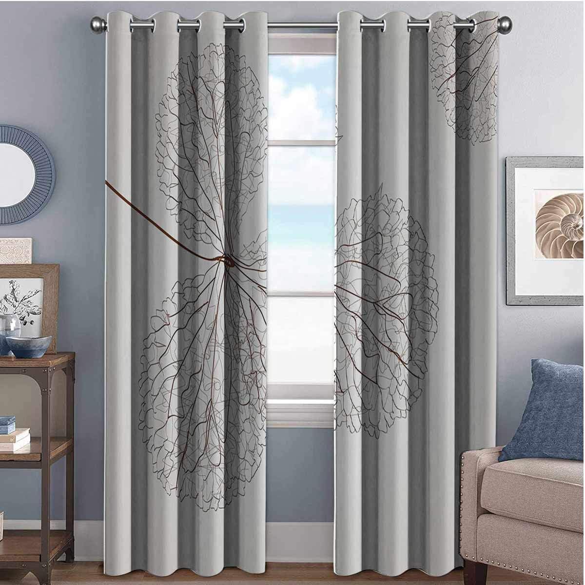 Flower Decor Blackout Curtains with Grommets darken