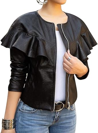 short sleeve faux leather jacket