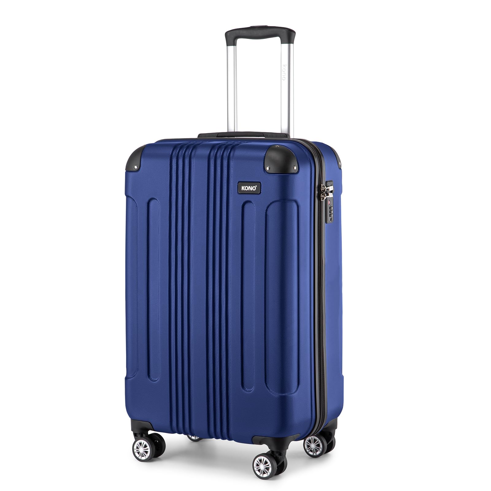 Kono Lightweight Hard Shell ABS+PC Cabin Suitcase - 55x35x20cm Carry-On Hand Luggage with 4 Spinner Wheels (Navy)