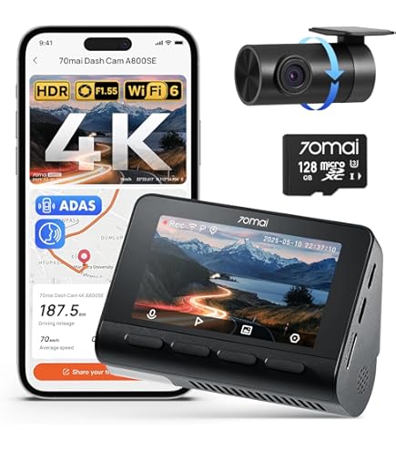Amazon.com: 【70mai Front Dash Cam A500S+64GB Card】 1944P UHD