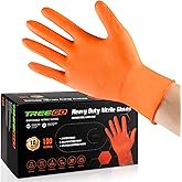 TREEGO 10 Mil Orange Nitrile Gloves Heavy Duty — High-Visibility Diamond Texture Grip, Latex Free Disposable Mechanic Rubber Gloves, X-Large, 100 Count