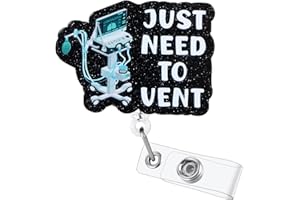 BVIIE Just Need to Vent Funny Inhaler Badge Reel, Retractable ID Card Badge Holders, Medical Badge Clip for ICU Nurse ED ER Respiratory Therapy RT Intensivist Anesthesiologist CRNA Resident Physician