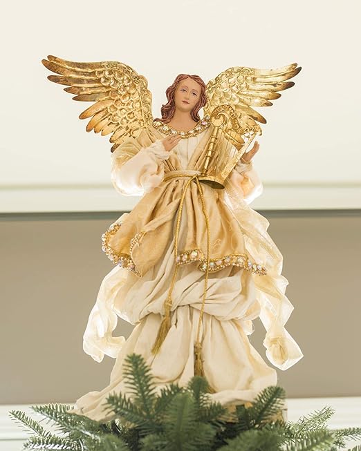 Amazon Com Balsam Hill 19 Gold Angel Tree Topper Home Kitchen