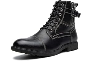 AMAPO Men Oxford Boots,Casual Mid-Top Dress Boot for Men,Ankle Men Boots Lace-Up Side Zipper