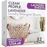 The Clean People Laundry Detergent Sheets - Laundry Soap - Ultra Concentrated, Recyclable Packaging, Stain Fighting - Lavender, 32 Pack