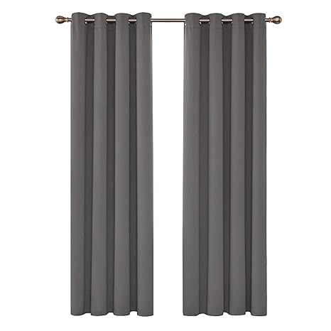 Deconovo Super Soft Thermal Insulated Blackout Curtains Bedroom Eyelet Curtains For Nursery With Matching Tie Backs 46 X 90 Drop Inch Light Grey 2