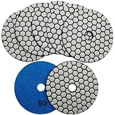 SHDIATOOL 4 Inch Dry Diamond Polishing Pads Grit 50 Diamond Sanding Pads Grinding Pads for Granite Marble Stone 7Pcs