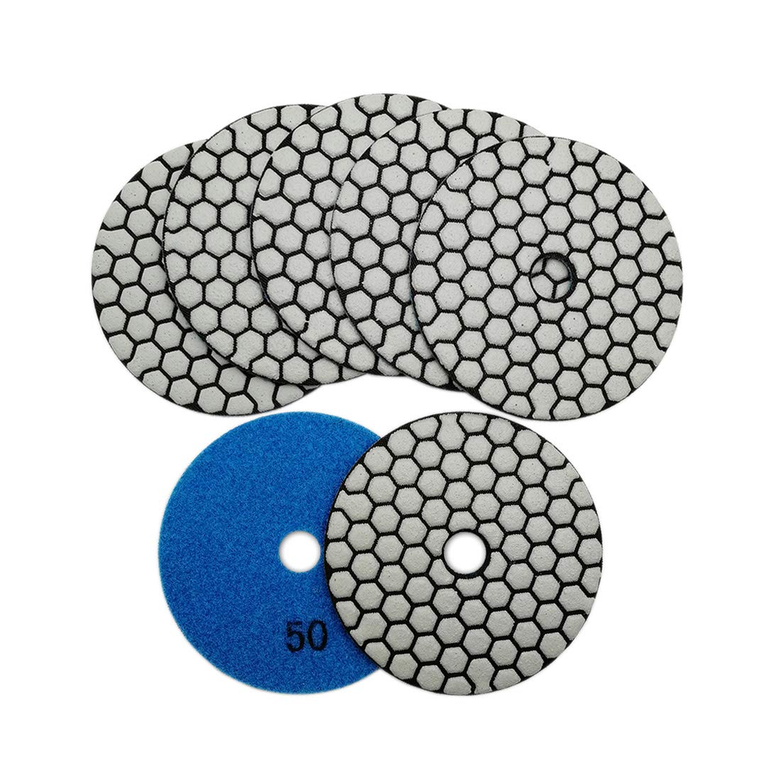 Photo 1 of SHDIATOOL 4 Inch Dry Diamond Polishing Pads Grit 50 Diamond Sanding Pads Grinding Pads for Granite Marble Stone 7Pcs