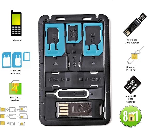 Amazon Com All In One Credit Card Size Slim Sim Adapter Kit With