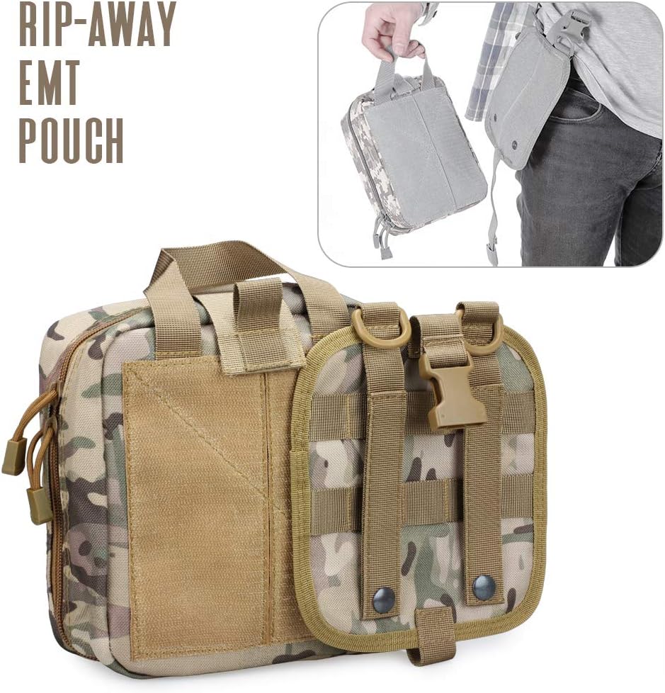 Livans Tactical First Aid Pouch, Molle EMT Pouches Rip-Away Military IFAK Medical Bag Outdoor Emergency Survival Kit Quick Release Design Include Red Cross Patch (CP Camo): Health & Personal Care