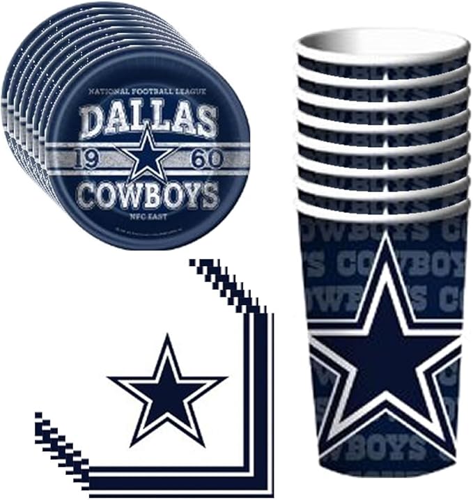 NFL Dallas Cowboys Party Supplies Pack Including Plates, Cups and