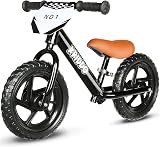 KRIDDO Toddler Balance Bike 12 Inch Adjustable Seat Handlebar 110 lbs Black