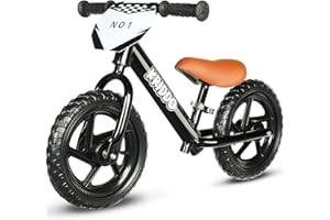 KRIDDO Toddler Balance Bike 2 Year Old, Age 24 Months to 5 Years Old, 12 Inch Push Bicycle with Customize Plate (3 Sets of St