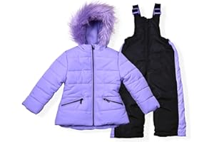 Arctic Quest Little Girls Bib Snow Pants and Ski Jacket Water-Resistant Snowsuit For Kids Winter Jacket For Girls
