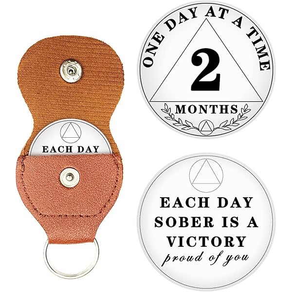 Medallón AA De 2 Meses – Bronce Antiguo, Color Azul Polvoriento, Chip De Sobriedad, 60 Días