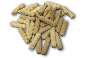 RHINO WOOD INDUSTRIES Wood Dowels 100 Pins 6mm 15/64" x 1 1/4" 100 Pack #1 Best High Quality Fluted Wooden Dowel Pins in Reusable Bag Chamfered Beveled Edges