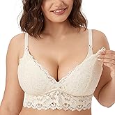 MOMANDA Women's Lace Nursing Bra Wirefree Padded Breastfeeding Maternity Bralette Cute More Coverage