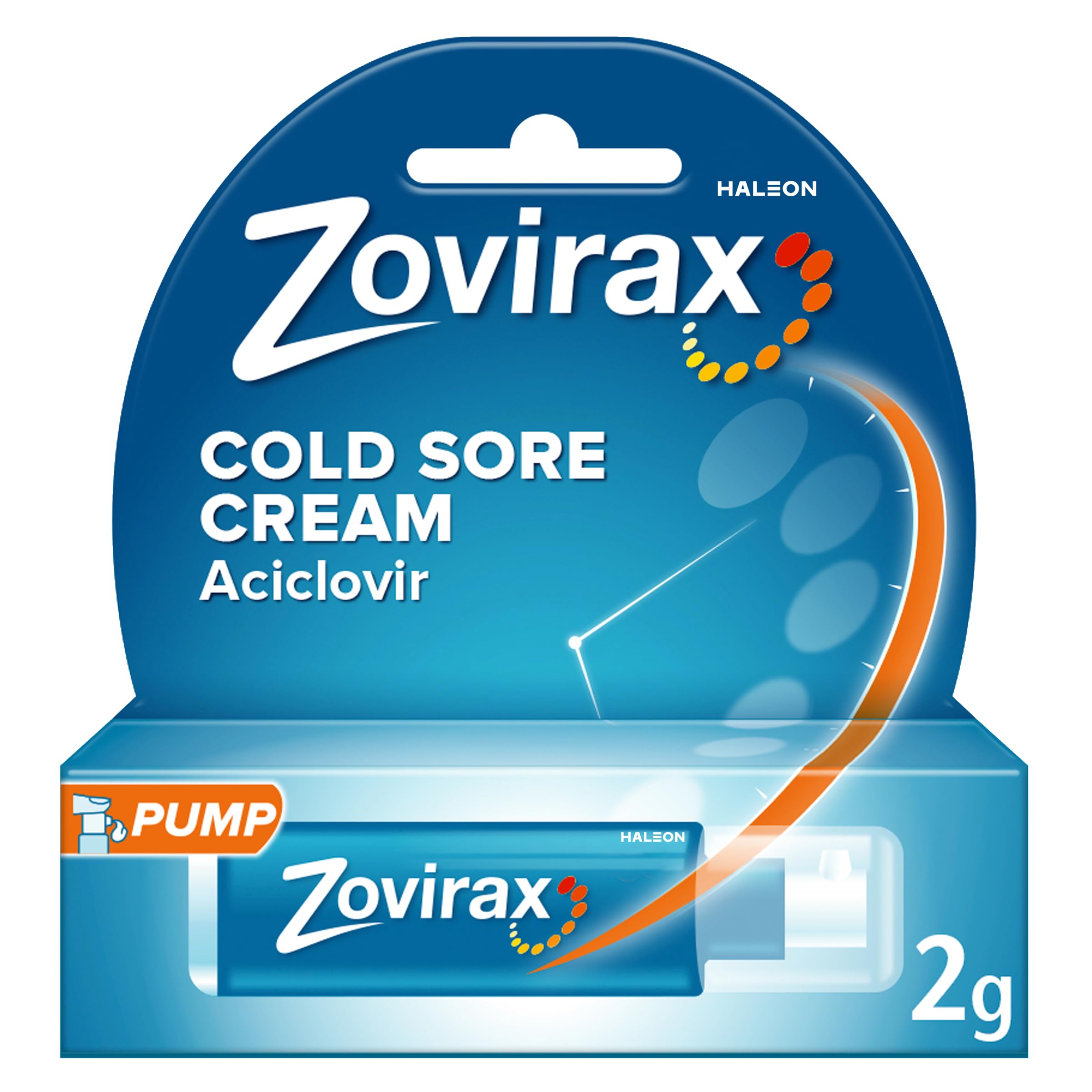 Zovirax Cold Sore Cream for Lips, with Aciclovir, Cold Sore Cream Treatment, Pain Relief, Pump 2g