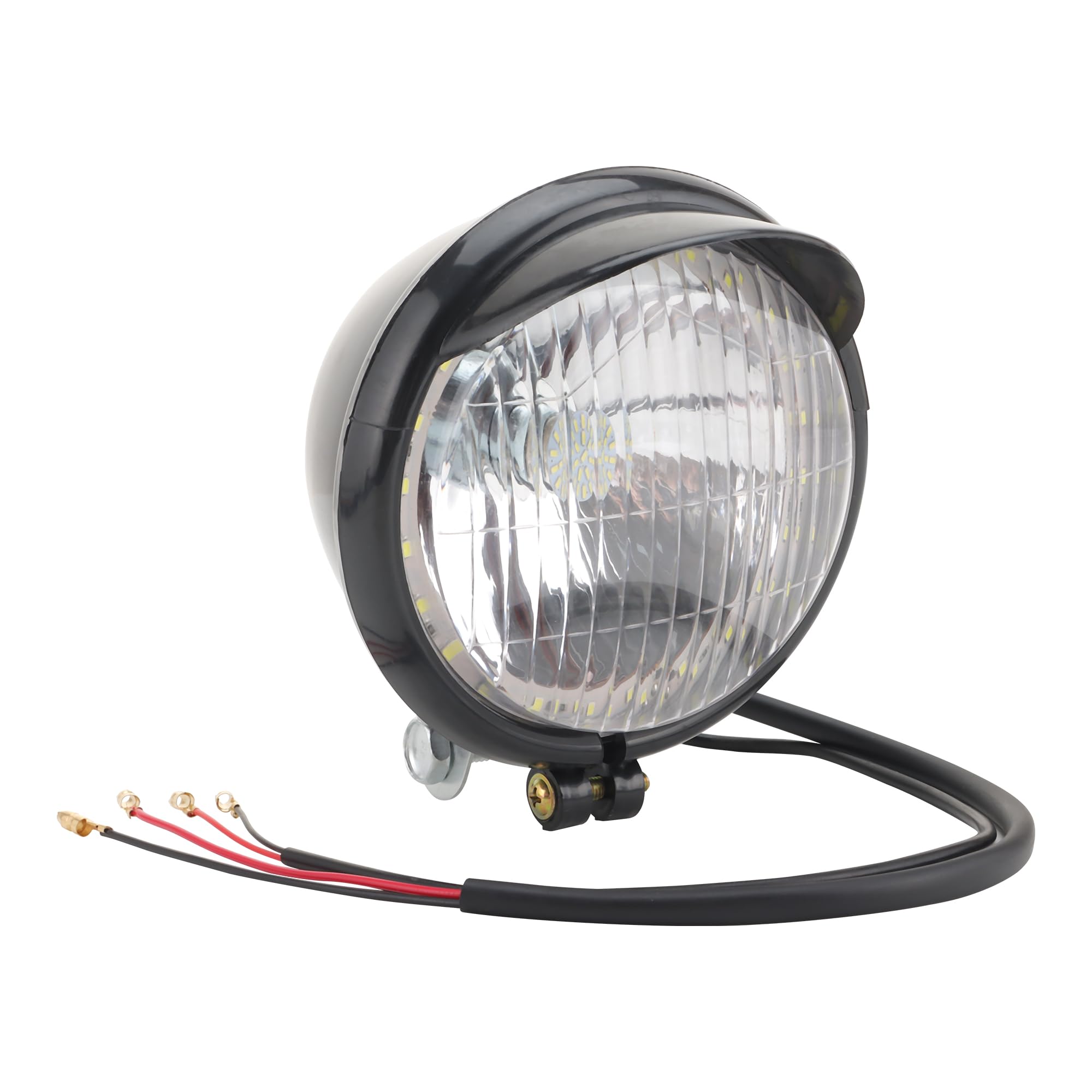 GOOFIT 12V LED Motorcycle Headlight, Turn Signals, Backup Light - Black, Clear Lens - J065-873