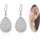 Teppdfann Hammered Teardrop Drop Dangle Earrings for Women Hypoallergenic Earrings for Sensitive Ears -Gold & Silver