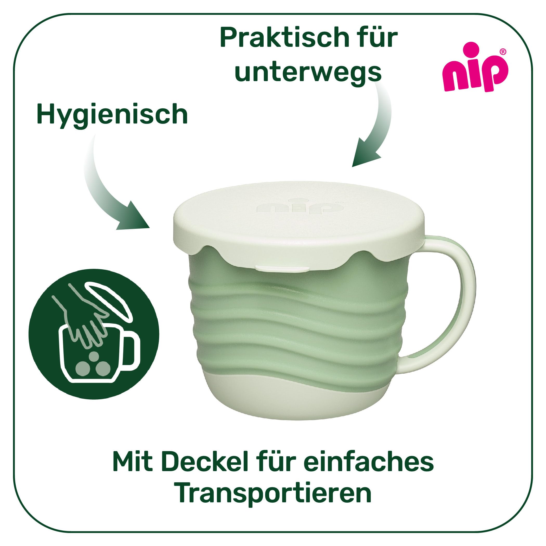 nip – 2in1 Snackbox | Bruchfester Snackbecher mit Deckel für Babys ab 9 Monaten aus über 90% nachwachsenden Rohstoffen. Ergonomischer Trinkbecher und Snackbox in einem | 250ml, Blau 2