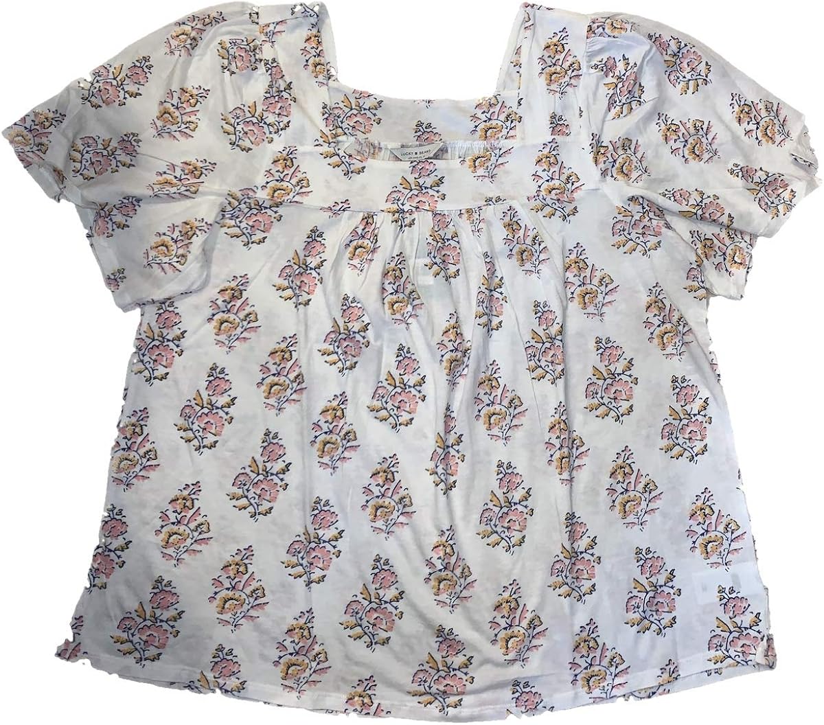 Lucky Brand Women's Printed Embroidered Square Neck Top at Amazon Womenâs Clothing store