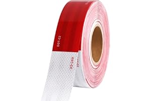 WAENLIR 2 inch x 160Feet Reflective Safety Tape DOT-C2 Waterproof Red and White Adhesive Conspicuity Tape for Trailer, Outdoor, Cars, Trucks