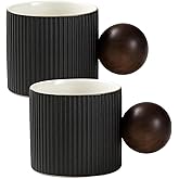 Varku 2 Pcs Demitasse Cups, Ceramic Espresso Cups with Textured Surface & Ball Handles, Small Heat-Resistant Coffee Cups for Espresso Machine, Ideal for Coffee Lovers