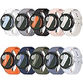 No Gap Silicone Bands Compatible for Samsung Galaxy Watch 7/FE/6/5/4 Band 40mm 44mm/Watch 6 Classic 43mm 47mm/5 Pro 45mm/4 Classic 42mm 46mm, 10 Pack Corrugated Sport Strap for Men Women