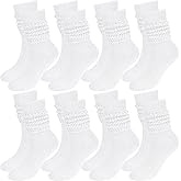 ATZNZIK 8 Pairs Women Slouch Socks Soft Extra Long Boot Sock Thick Cotton Knee High Scrunch Socks for Women