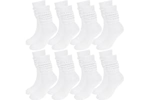 ATZNZIK 8 Pairs Women Slouch Socks Soft Extra Long Boot Sock Thick Cotton Knee High Scrunch Socks for Women