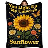 Sunflower Blanket for Women - Inspirational Floral Throw Blanket 50"x60" - Soft Flannel Fleece with Butterfly & Bee - Perfect Cozy Gift for Birthday, Fall & Summer Home Decor