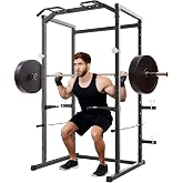 GarveeLife Compact Power Cage for Home Gym, 1100 LB Capacity Power Rack with Pull-Up Bar, Dip Station, Safety Bars &amp; Weight Plate Storage, Squat Rack for Garage Gym