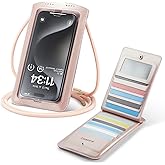 Casecond Small Crossbody Bag Cell Phone Purse for Women Men Leather Mini Shoulder Bag Wallet Case with Card Holder Slot Pouch Neck Strap Lanyard for All Smartphones iPhone Samsung up to 7.5" Rose Gold