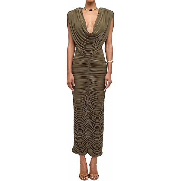 nasha maxi dress Ronny Kobo Nasha Ruched Cutout Maxi Dress