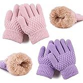 JANGANNSA Cold Weather Kids Gloves Warm Knitted Children Magic Glove With Fleece Lining Winter Gloves For Boys Girls